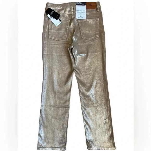 Ralph Lauren Metallic High-Rise Stretch Straight Ankle Jean - Picture 8 of 14
